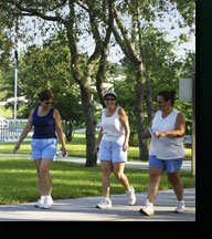ladies walking in park